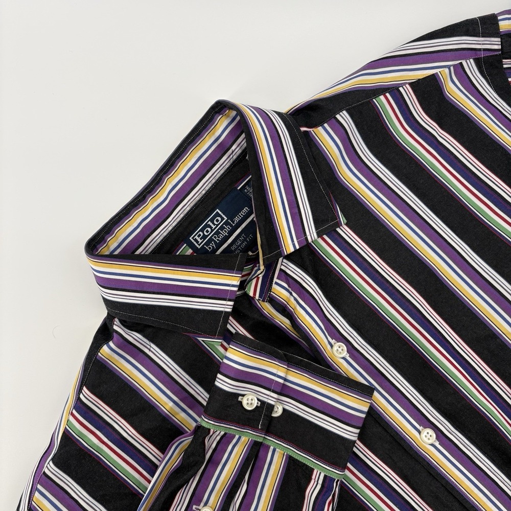 Vtg Polo Ralph Lauren Regent Custom Fit Shirt Men's 17.5/XL Multicolor Strip
